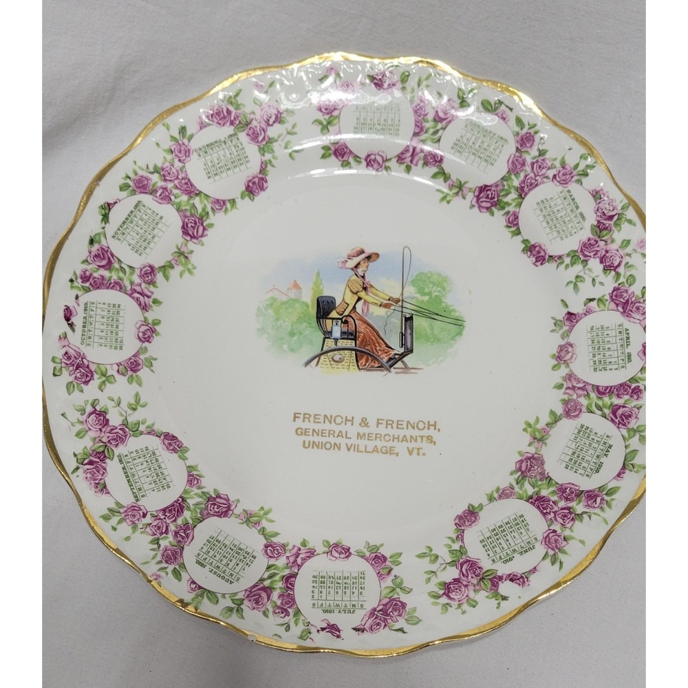 Antique 1910 advertising calendar plate produced for "French & French